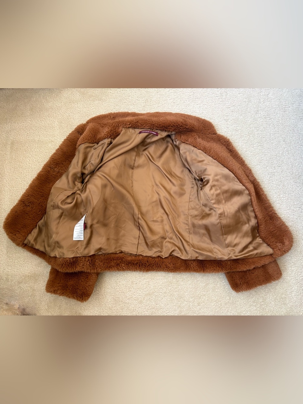 Comptoir des Cotonniers Faux Fur Teddy Jacket Brown XXS FR 34 (fits sz S easily) - Picture 5 of 7